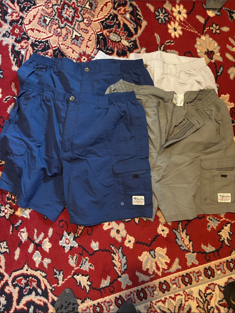 Four Pairs Men’s Cargo Shorts - Blue(2), Charcoal, & Light Gray Casual.